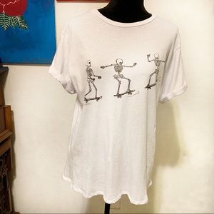 White Skateboarding Skeletons Shirt